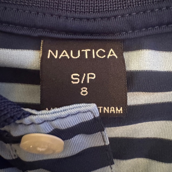 Nautica Boys Polo Golf Shirt Size 8 Blue Striped Performance - Picture 3 of 6